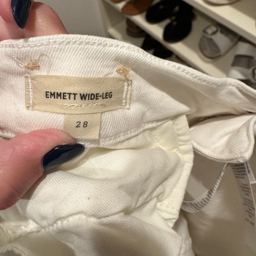 Madewell Emmett Wide-Leg Jean in Tile White – Welt Pocket Edition, Size 28 - Picture 2 of 6